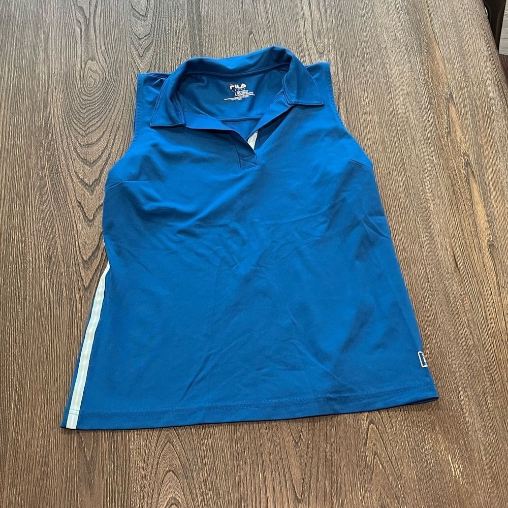 Fila Sport Performance Golf Shirt Sleeveless Blue Collared Size L